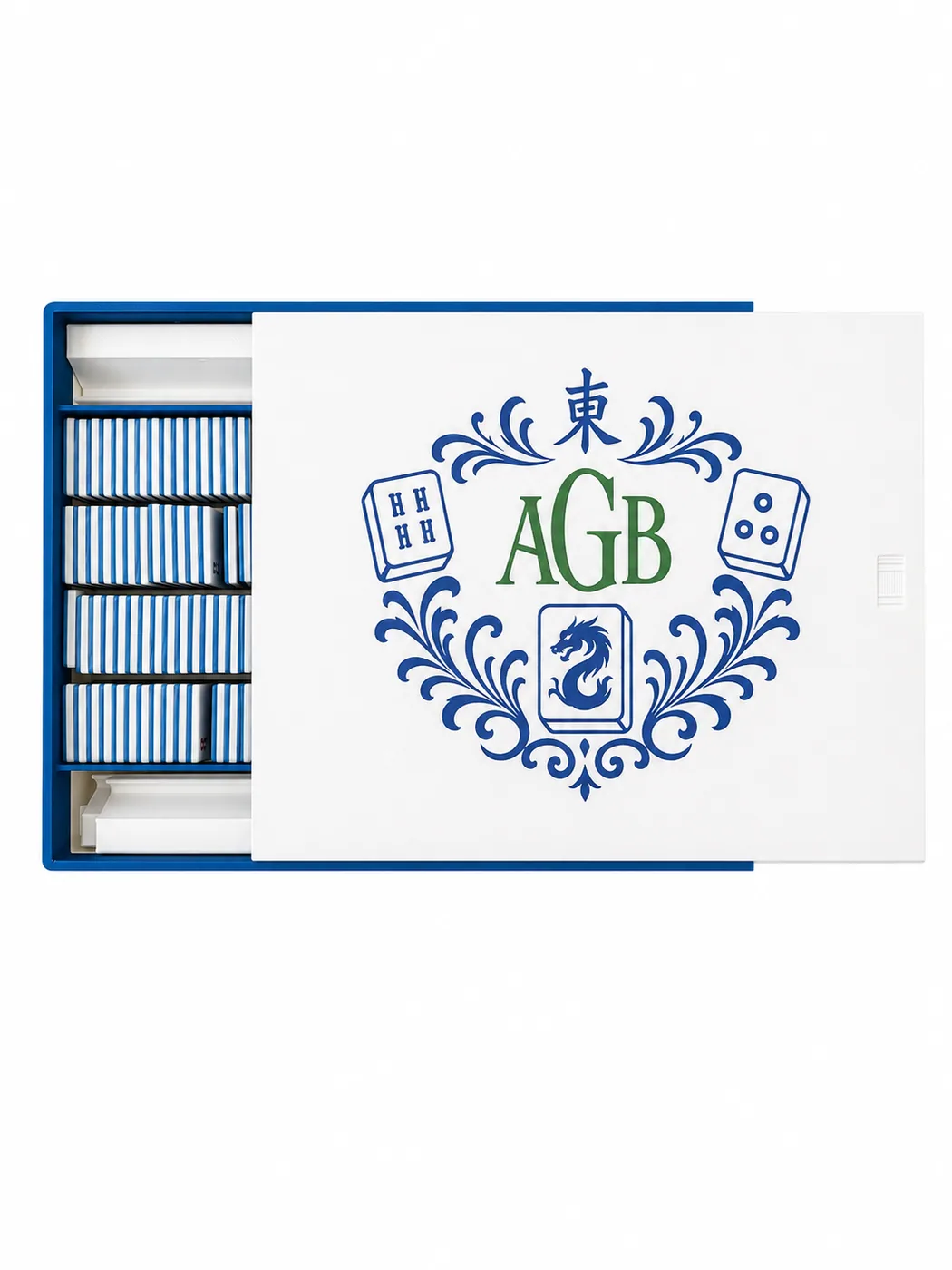 Tropical Mahjong Tiles — On the Go Travel Set, Custom Lid Edition — Magenta Pink