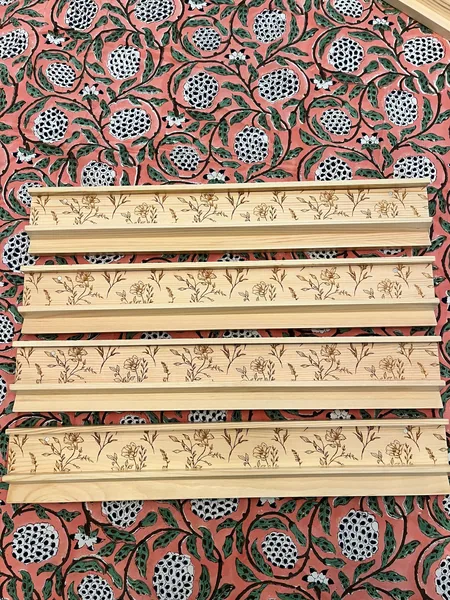 Engraved Natural Pine Wooden Racks & Pushers, Set of 4 — Dainty Floral